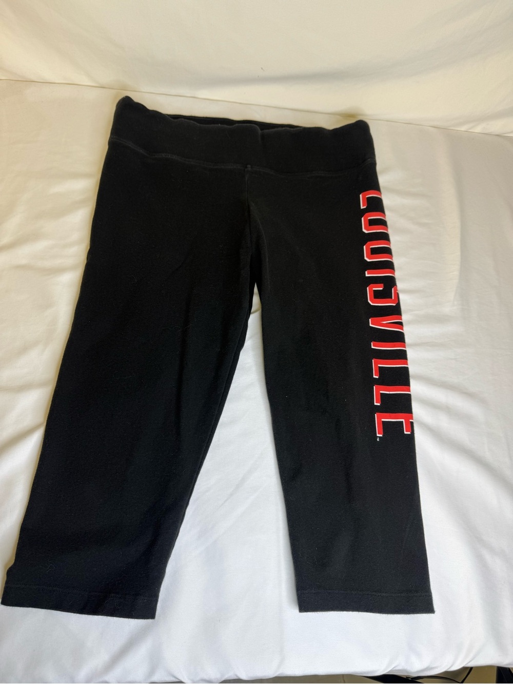 PINK Victoria's Secret Black Capri Leggings with Louisville Side Print